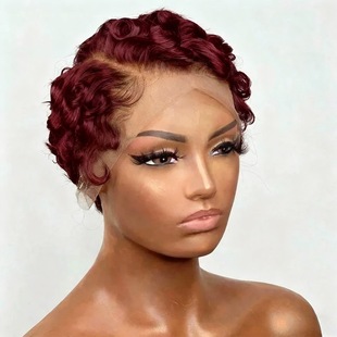 8inch 13x4 Finger Wave Pixie Wig�Ϻ��^���˰lhuman hair