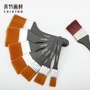 Green Bamboo Nylon Paint Brush Flat Head Board Brush Acrylic Oil Painting Gouache Brush Hand-Painted Wall Painting Board Brush Art Chinese Painting Pigment