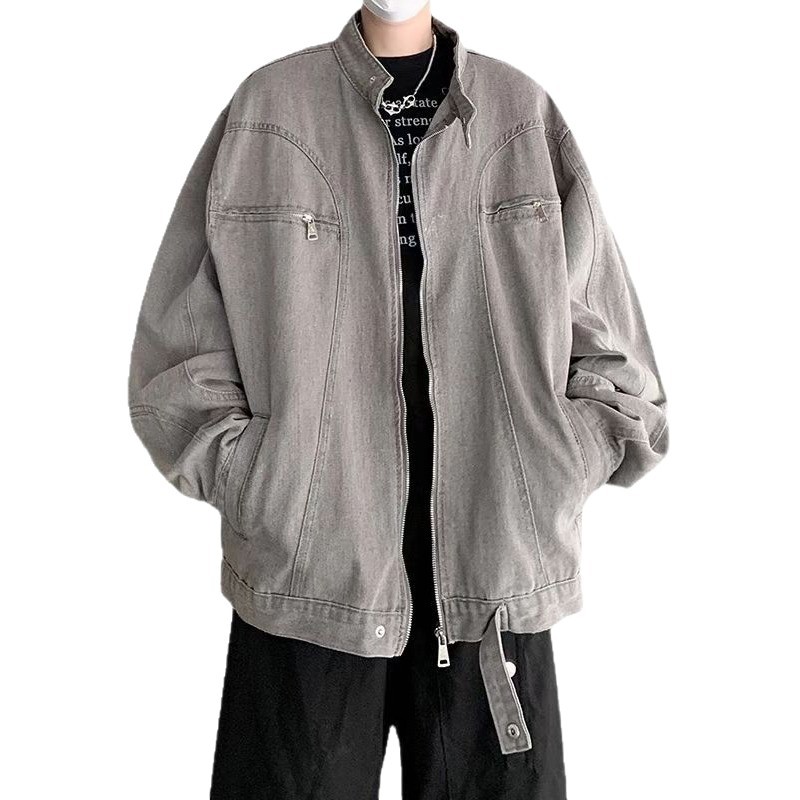 Zipper Design Jacket, Men's Trendy Workwear, Baseball Jacket, Spring And Autumn Loose And Cool Couple Jacket_voghion.com