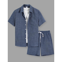 クロスボーダーの夏の男性服のスーツは快適で、四面弾の涼しいハワイのシャツの青少年の襟の上着を合わせます。