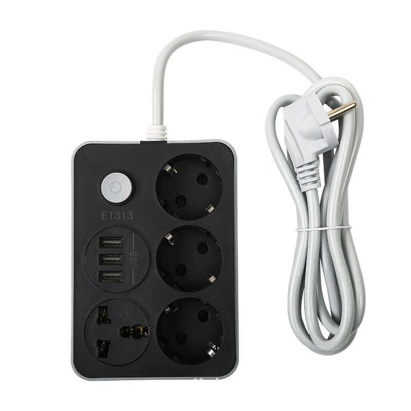 E313#3USB suministro de carga estándar europeo estándar alemán 4 bits línea de cableado enchufe rusa caja de regalo de comercio electrónico transfronterizo