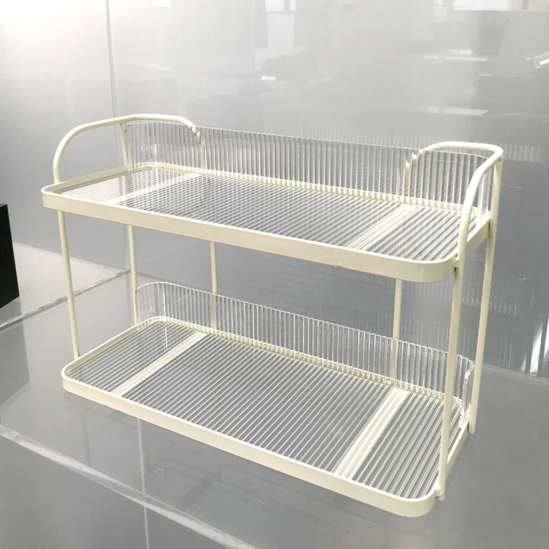 Estante de almacenamiento de condimentos de cocina estante de almacenamiento multifuncional estante de acabado dormitorio lujoso cosméticos perfumes estante de escritorio de doble capa