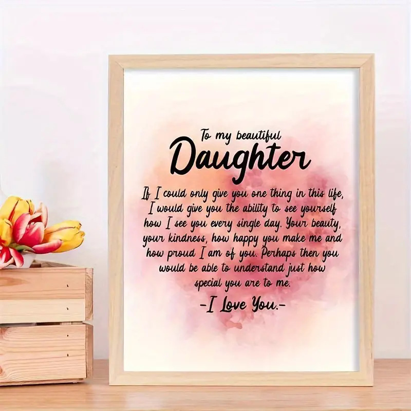献给我的女儿我爱你鼓舞人心的家庭艺术印刷品,爱的信息与现代印