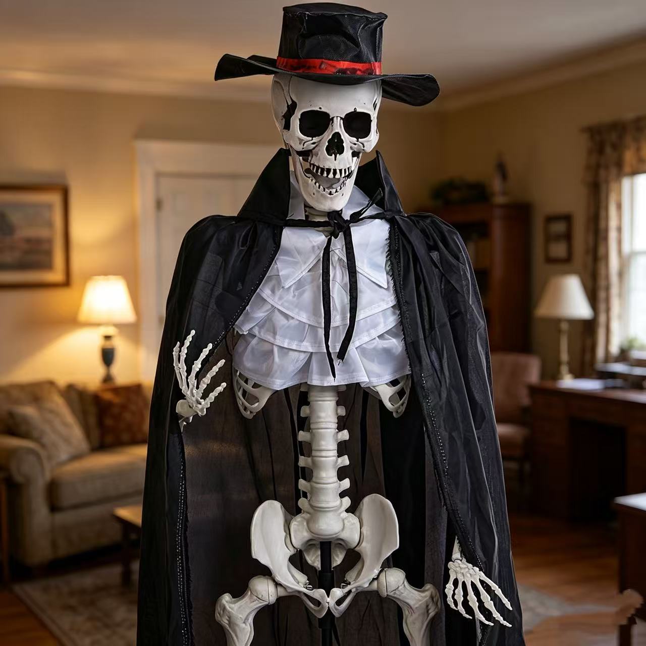 Halloween activado por voz, brillante, fantasma de terror llamado esqueleto, decoración de esqueleto, casa embrujada, accesorios de habitación secreta, novio y novia