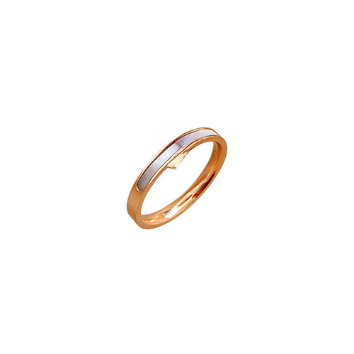 Japanese and Korean version letter round plate natural white mother-of-pearl ring with 18K rose gold, cool style index finger ring for women