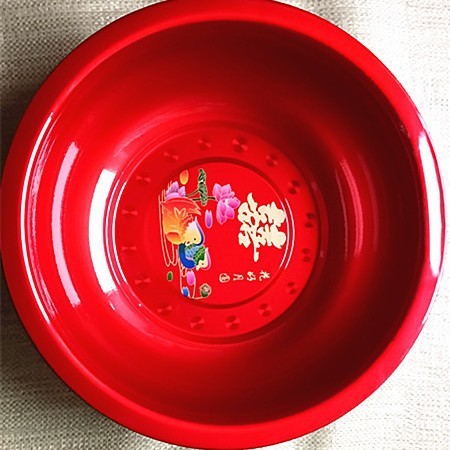 結婚喜盆の女性が洗面器の新しい結婚式のステンレスと赤い盆のセットの結婚祝い用品の大全|undefined