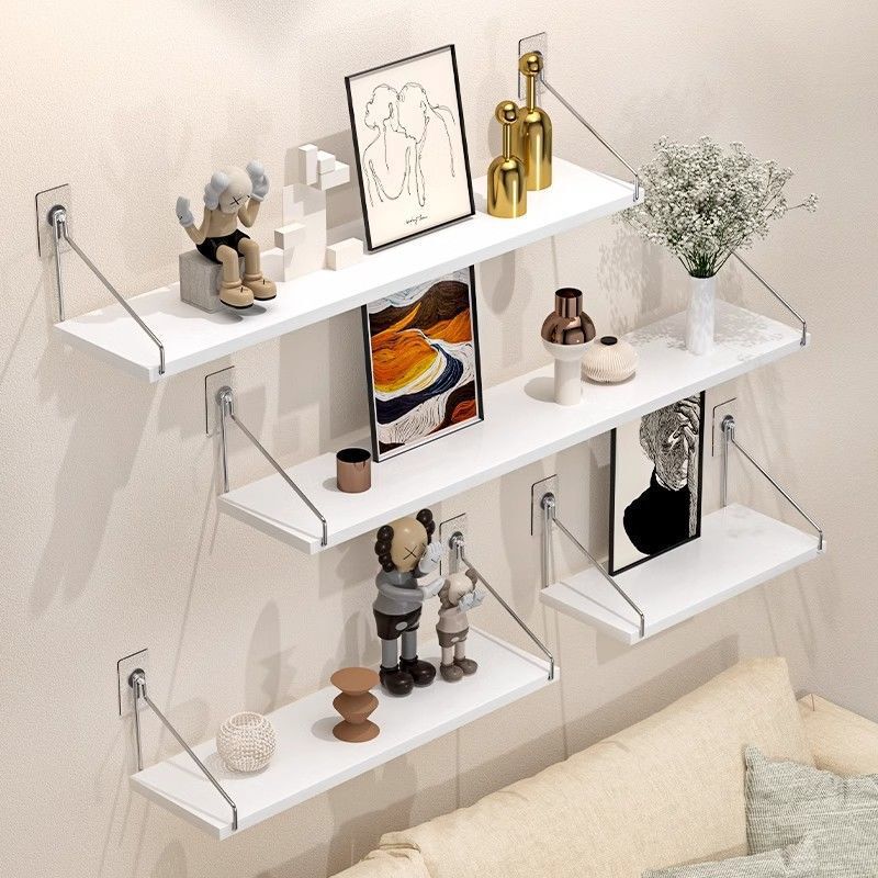Wall-Mounted Shelf for Kitchen, Living Room, Bedroom, Dormitory; Wall-Mounted Storage Board Without Drilling
