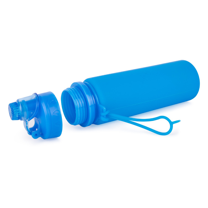 礼品批发食品级胶折叠杯户外健身水壶自行车便携水瓶硅胶卷卷杯