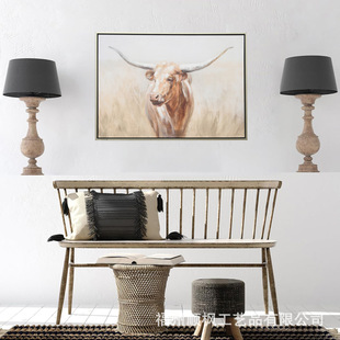 American Painted Buffalo Hanging Painting Living Room New Animal Decorative Painting Bedroom Mural Dining Table Wall Hanging Painting