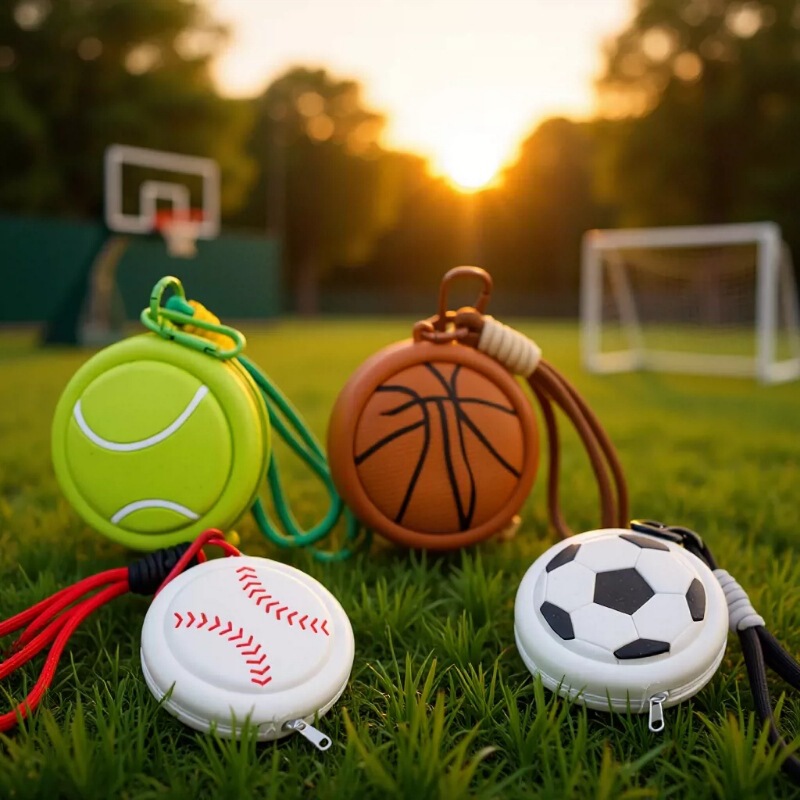 New Coin Purse Sports Series Cute Mini Bag Basketball-Shaped Earphone Silicone Storage Bag Wallet Pendant