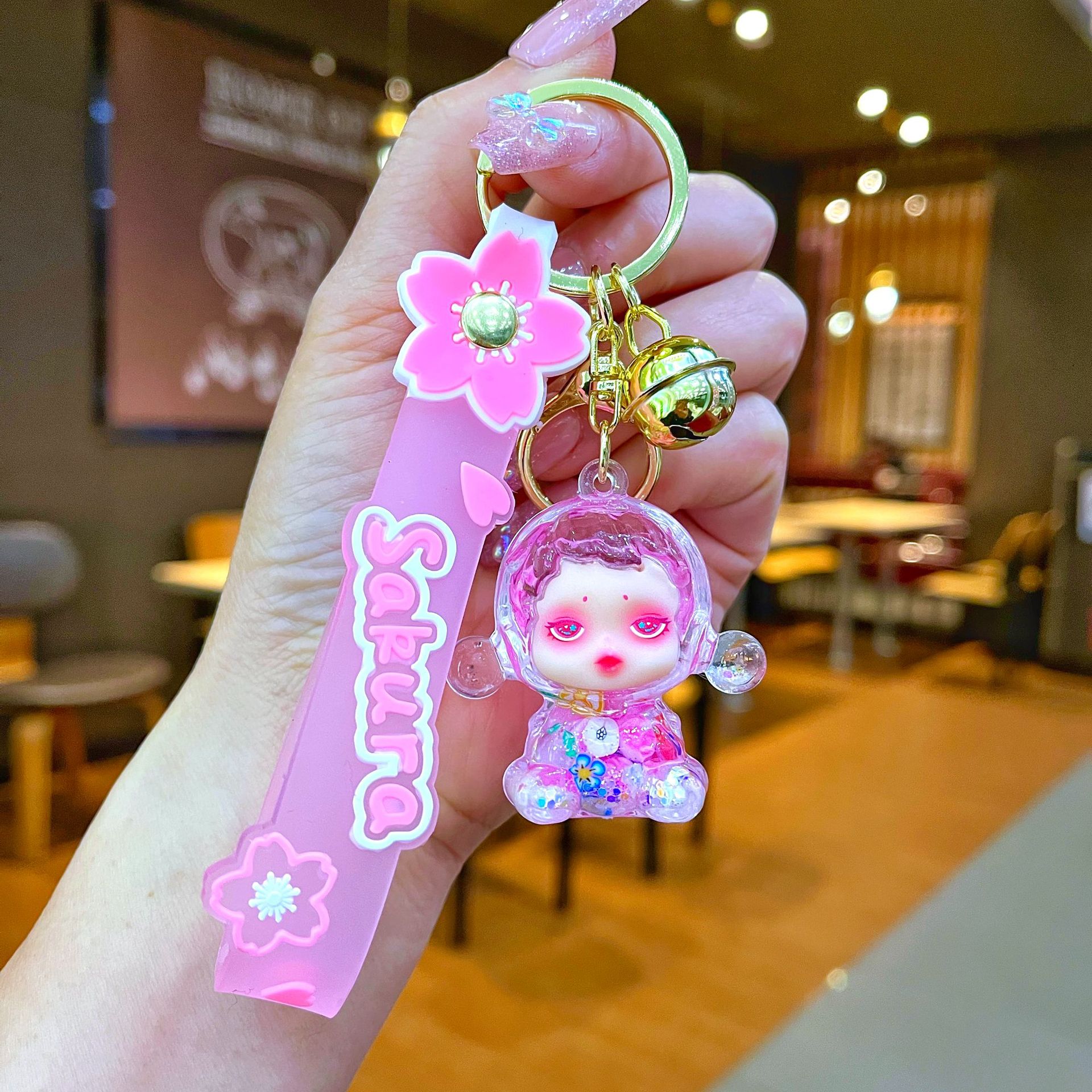 Llavero red acrílico con arena flotante