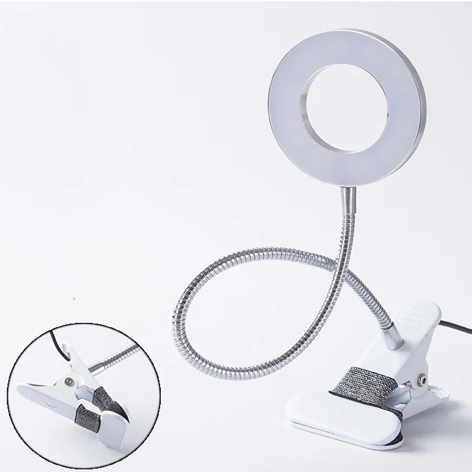 Transfronterizo de 3,5 pulgadas manguera clip de luz anillo belleza en vivo llenar luz estudiante protección para los ojos lectura lámpara de escritorio