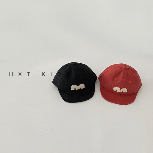 Baby hats spring and autumn short brim M letter fashionable peaked cap infants and young children spring wear baseball cap trend