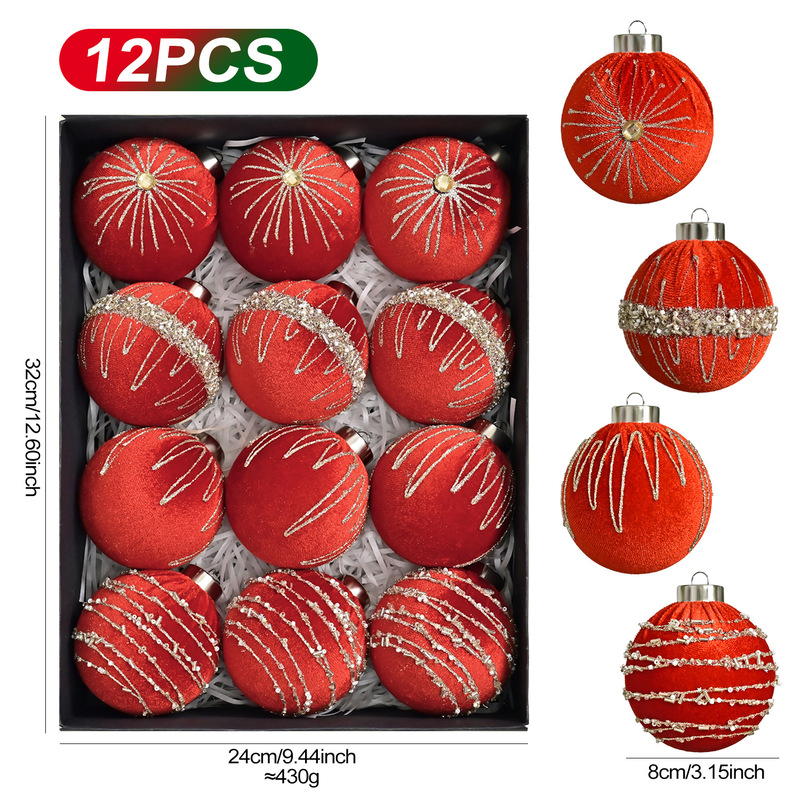 クロスボーダークリスマスカラーマッチングハイエンドベルベットクリスマスボールクリスマスツリー装飾ボールペンダントクリスマス雰囲気装飾用品|undefined
