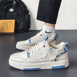 2023 Spring New Men's Leather Panel Shoes, Trendy Youth Student White Shoes, Low-Top Sports and Leisure Men's Shoes