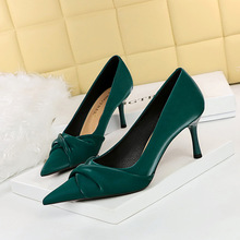 3391-a3 European and American style fashionable sexy nightclub thin thin thin heels high heels shallow mouth pointed bow women's shoes single shoes