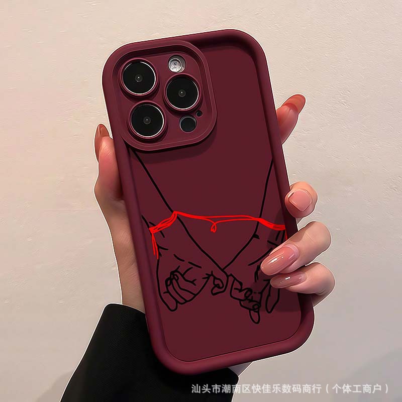 牵手红线适用iPhone11/12/13/14/15/16promax手机壳苹果XS/XR情侣