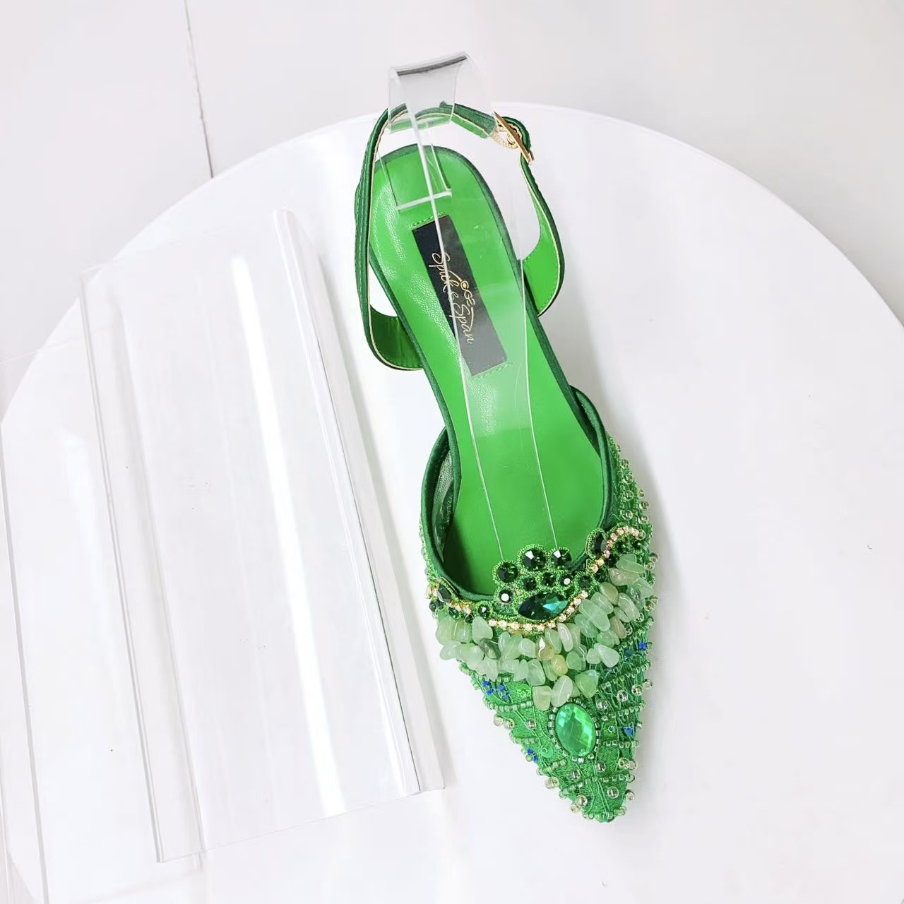 Diamond Encrusted Lace Pointed Toe Stiletto Sandals Italian Design Women's Shoes For Weddings Lady Footwear_voghion.com