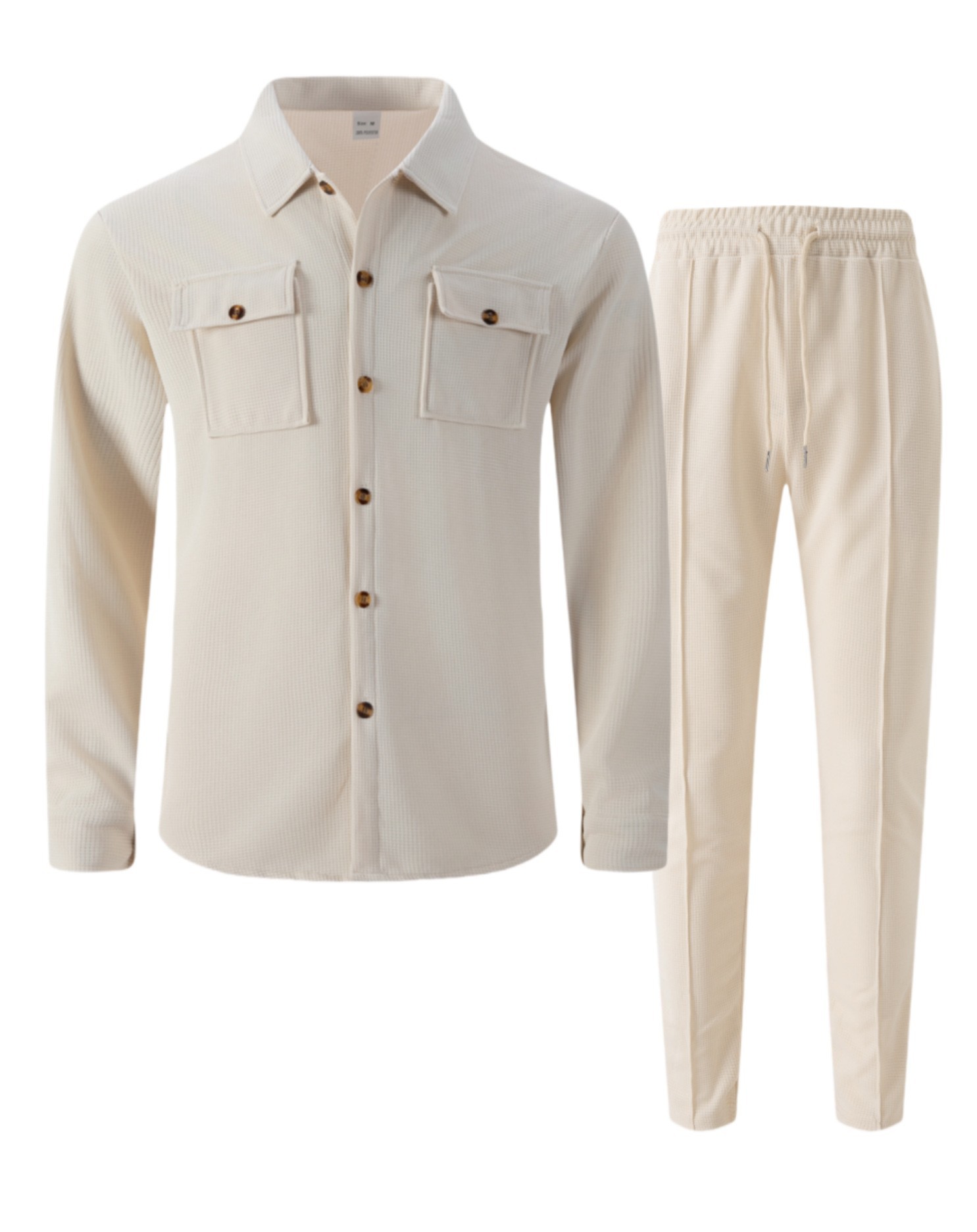 Completo uomo casual con giacca e pantaloni in waffle_voghion.com