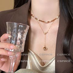欧美气质个性叠戴土星串珠流苏项链女小众设计感时尚精致百搭项链