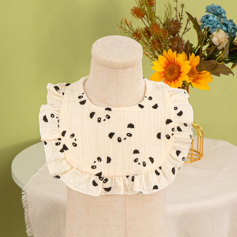 Toalla de saliva para bebé Verano A antibacteriano y agradable para la piel 40 piezas de gasa de algodón puro babero de encaje en forma de U para hombres y mujeres babero para bebés