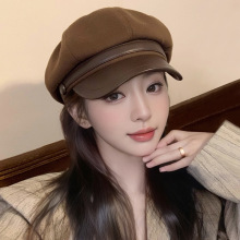 高级感美拉德贝雷帽女款2024新款秋冬鸭舌八角帽显脸小百搭画家帽