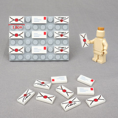 印刷積木3069信封圖案場景郵箱配件模型裝備小顆粒零件組裝玩具