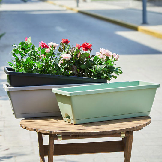 Thickened vegetable pot Horun pot wholesale balcony all-match flower planting pot with tray drop-resistant plastic long flower pot