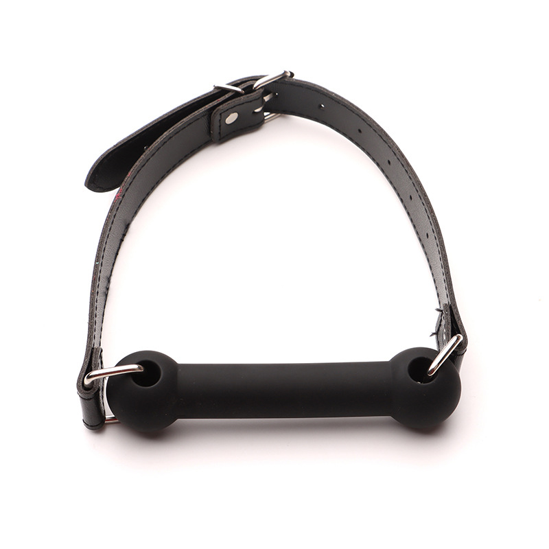 Silicone Ball Gag Mouth Guard, Black PU Strap Bondage Training Toy — detail image 7