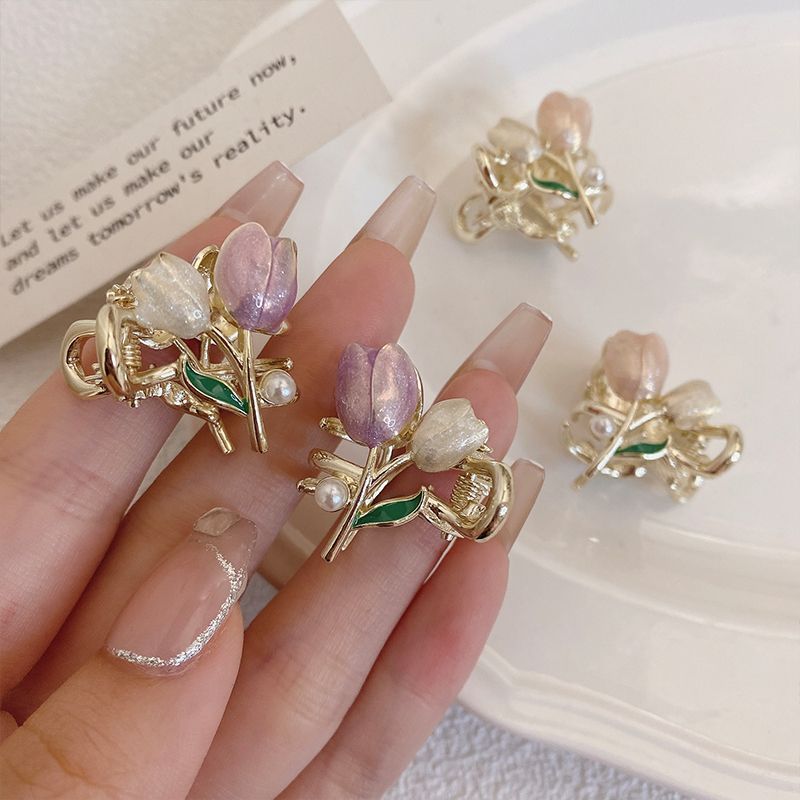 Women's Sweet Flower Alloy Plating Inlay Artificial Pearls Hair Claws display picture 1