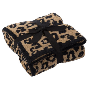 ♡ Half Velvet Wool Blanket Children's Knitted Leopard Blanket Plus Velvet Knitted Blanket Barefoot Leopard Blanket Dream