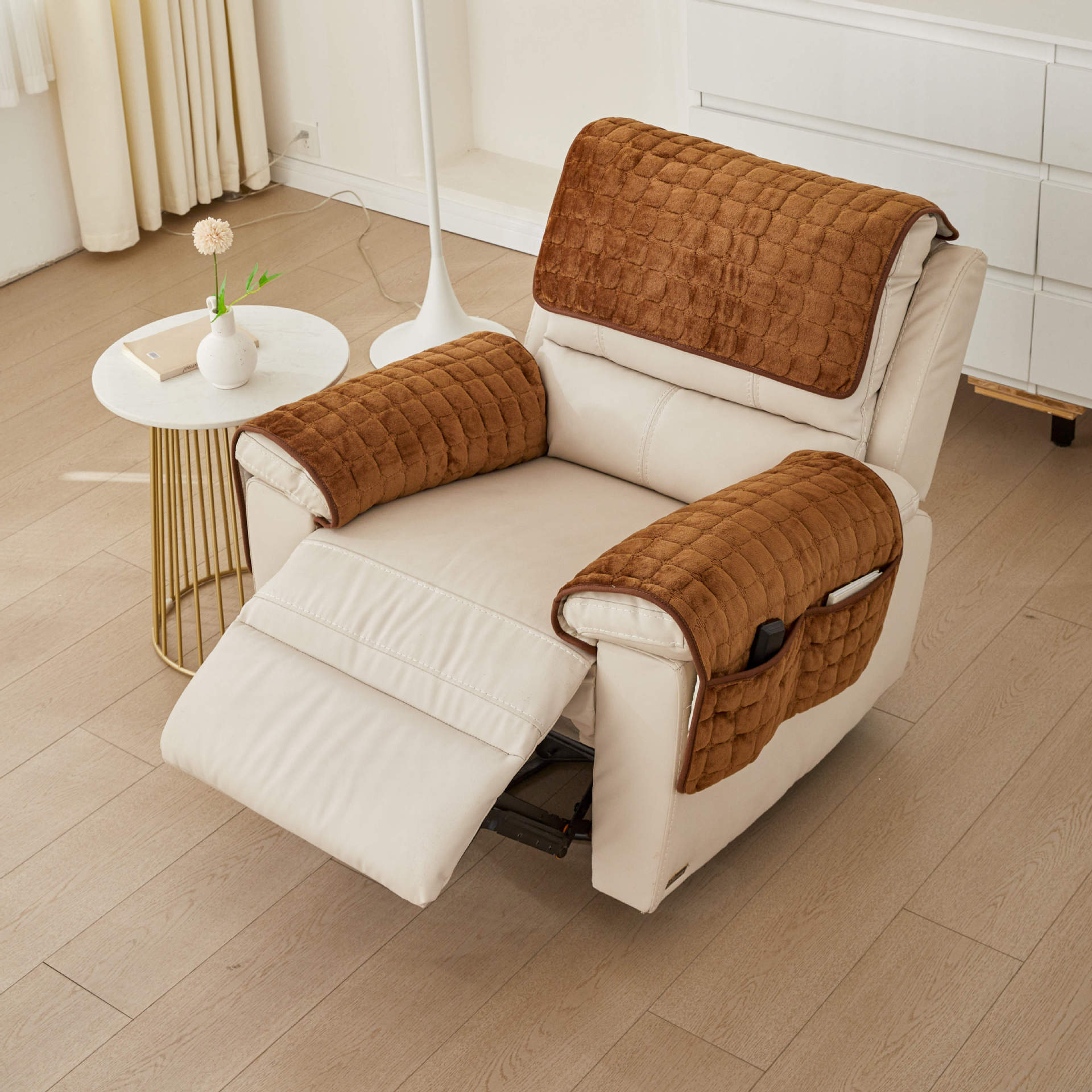 Headrest Cushion And Armrest Cover Three Piece Set For Sofa_voghion.com