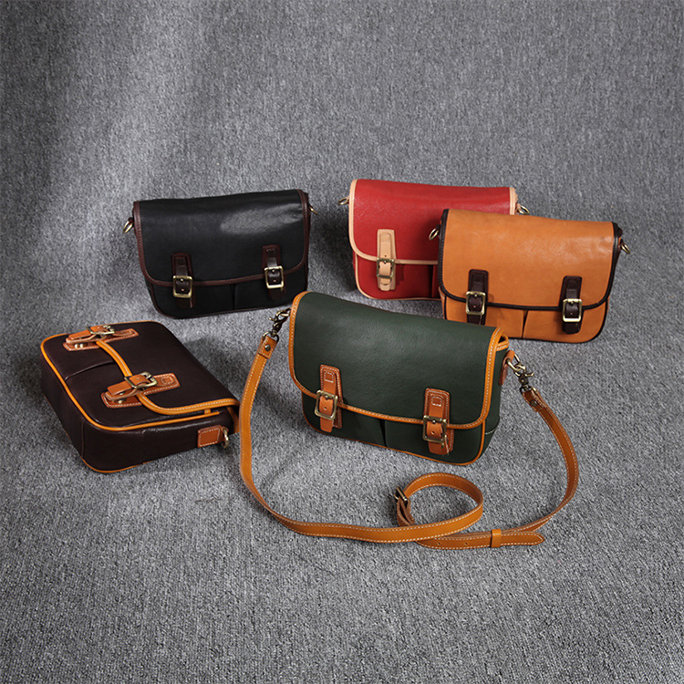 2021新款港潮ins真皮女包头层牛皮植鞣皮复古邮差包软皮斜挎包