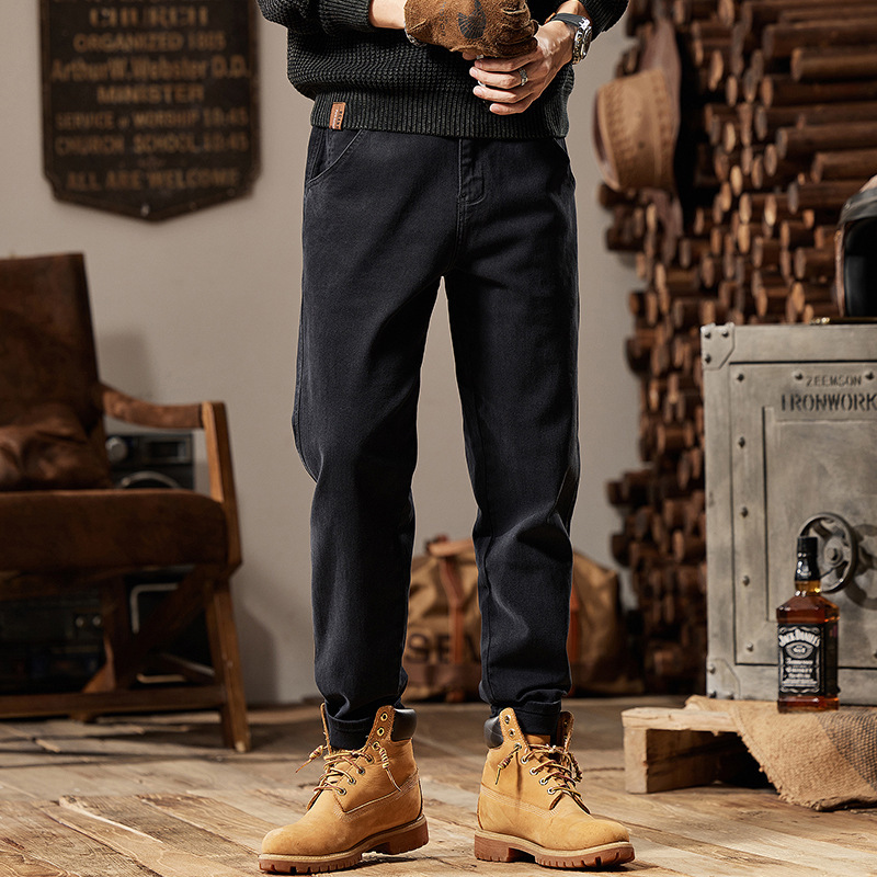 High-End Pure Black Jeans Men's Tapered 2025 Autumn and Winter Loose Straight Trendy Brand Spring and Autum Casual Long Pants