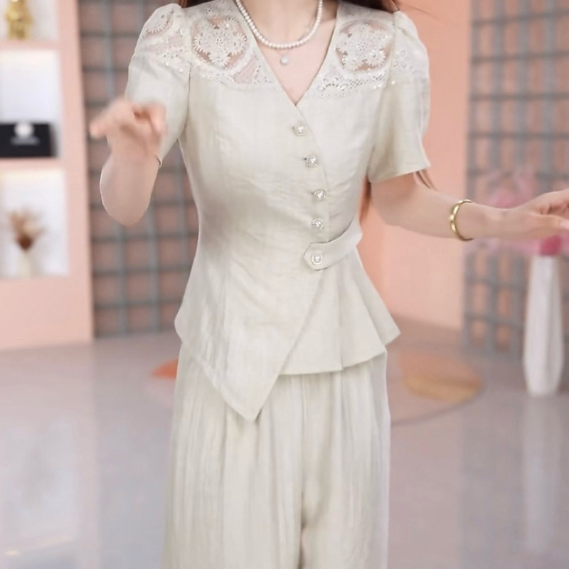 Xiaoxiangfeng ファッションスーツ女性のための 2025 新作夏ホットスタイルファッショナブルな社交界の女性ライト高級ハイエンド 2 点セット|undefined