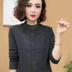 両面パイル秋冬長袖丸襟新ファッション気質が痩せている