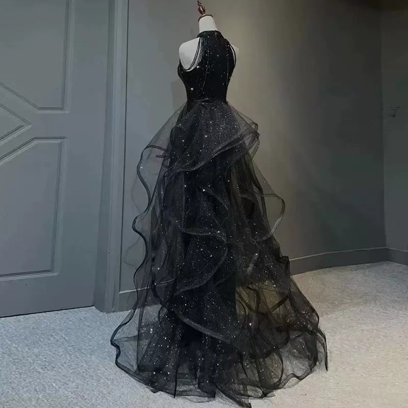 Черные ногти с sequins, вечернее платье, юбка, новая коллекция