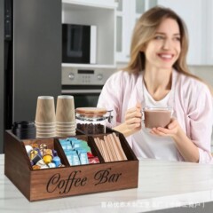 スポット木製分割コーヒーバッグ収納ボックスデスクトップコーヒー収納ボックスコーヒースパイスバー収納ボックス