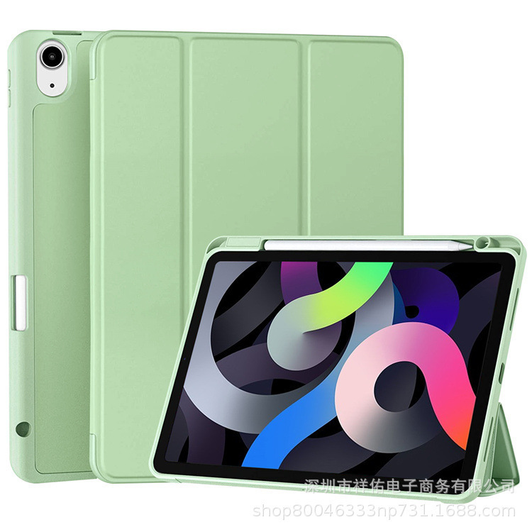 For 2020 ipad air4 10.9 flat protective case pro11 tri-fold pen slot silicone soft case leather case