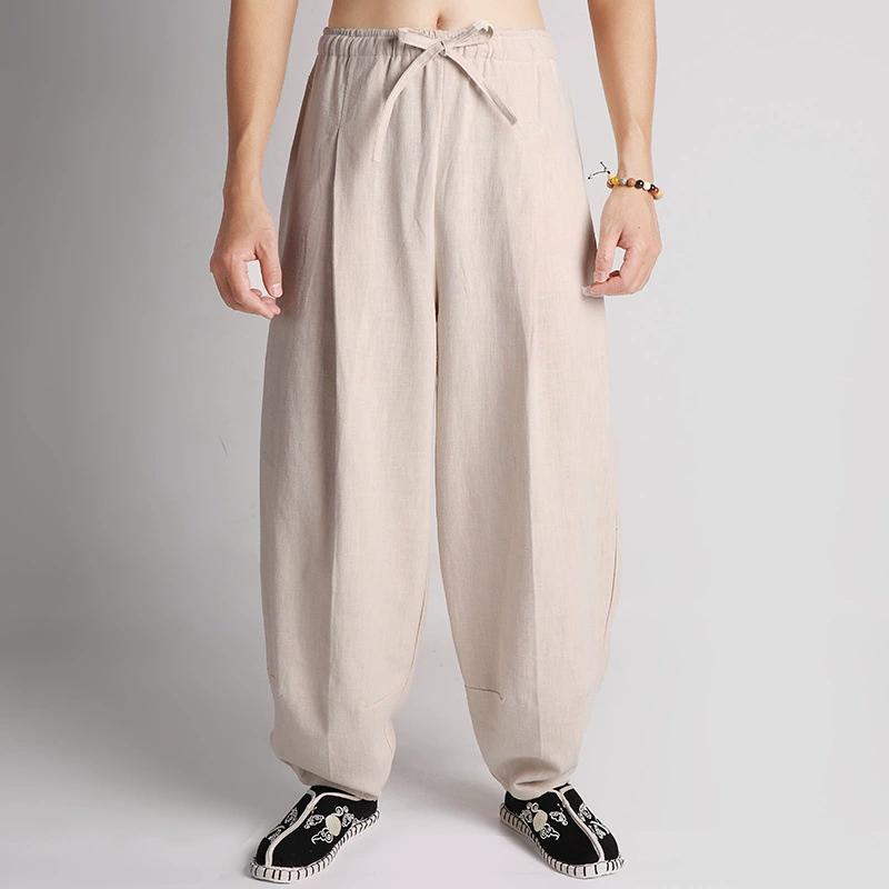 2022 осенне-зимние новые мужские повседневные брюки из хлопка и льна, новые шаровары, Мужская льняная натуральная ткань в китайском стиле, Ma Fan