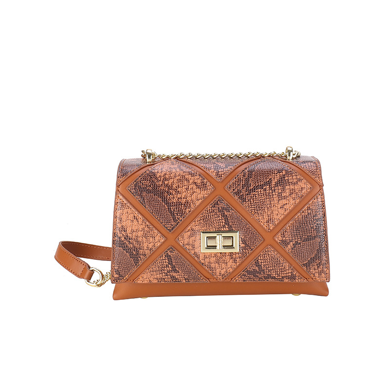 2024 nuevos bolsos de mujer, costuras con patrón de serpiente, bolsos cuadrados pequeños, bolsos de cadena populares europeos y americanos, bolsos de mensajero de hombro para mujer