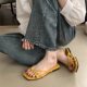 French Square Toe Flip-Flops Women's Summer Roman Sandals Gentle Thin Strap Flat Flip-Flops