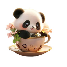 跨境新品可爱茶杯熊猫挂件汽车装饰动物挂件亚克力圣诞挂件装饰品