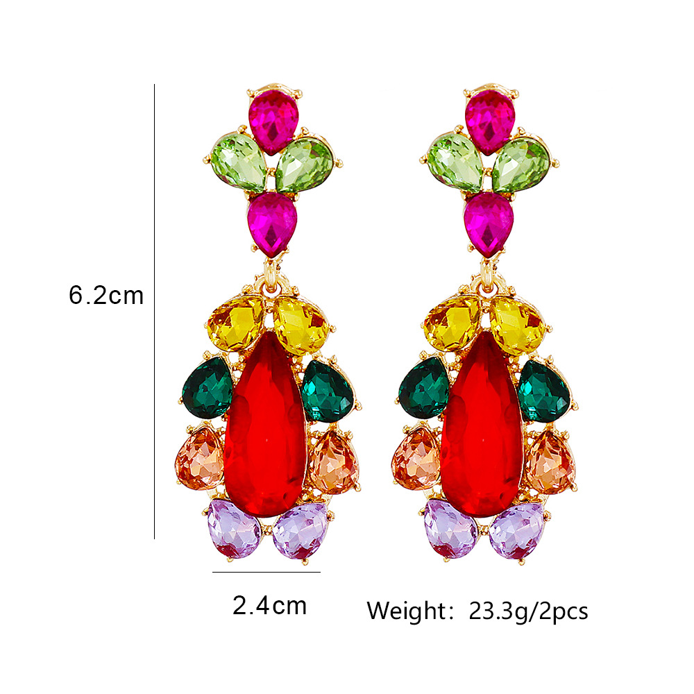 Fashion New Large Color Diamond Ornament Female Alloy Earrings display picture 1