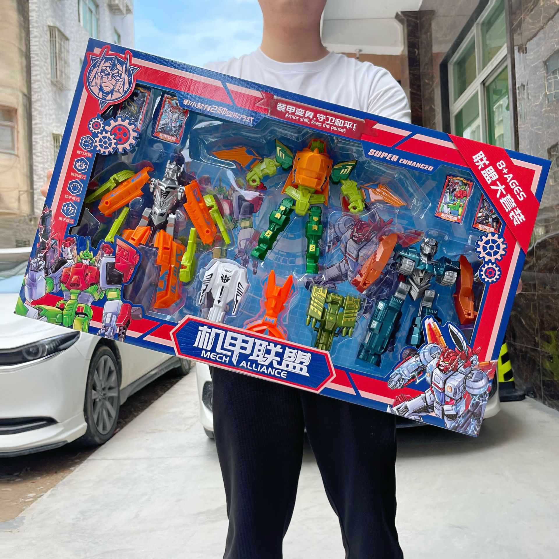 Modelo de robot de deformación de niño tanque de modo de forma dual traje de caja de regalo de gran tamaño premio de jardín de infantes al por mayor