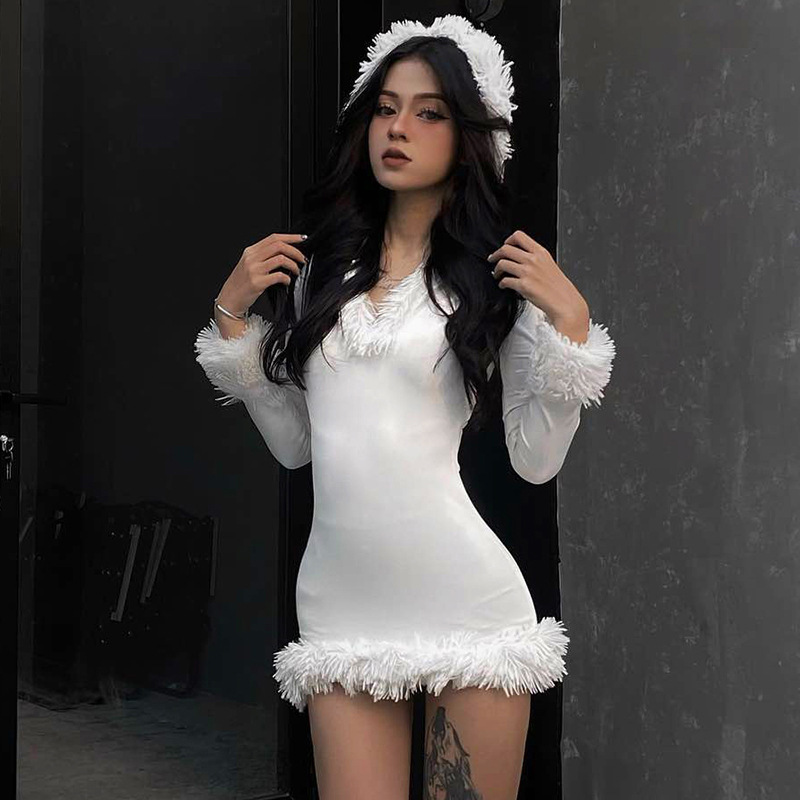 Women Clothing Sexy Pure White V Collar Sheath Frayed Women Clothing 5 Women Clothing Sexy Pure White V Collar Sheath Frayed Women Clothing