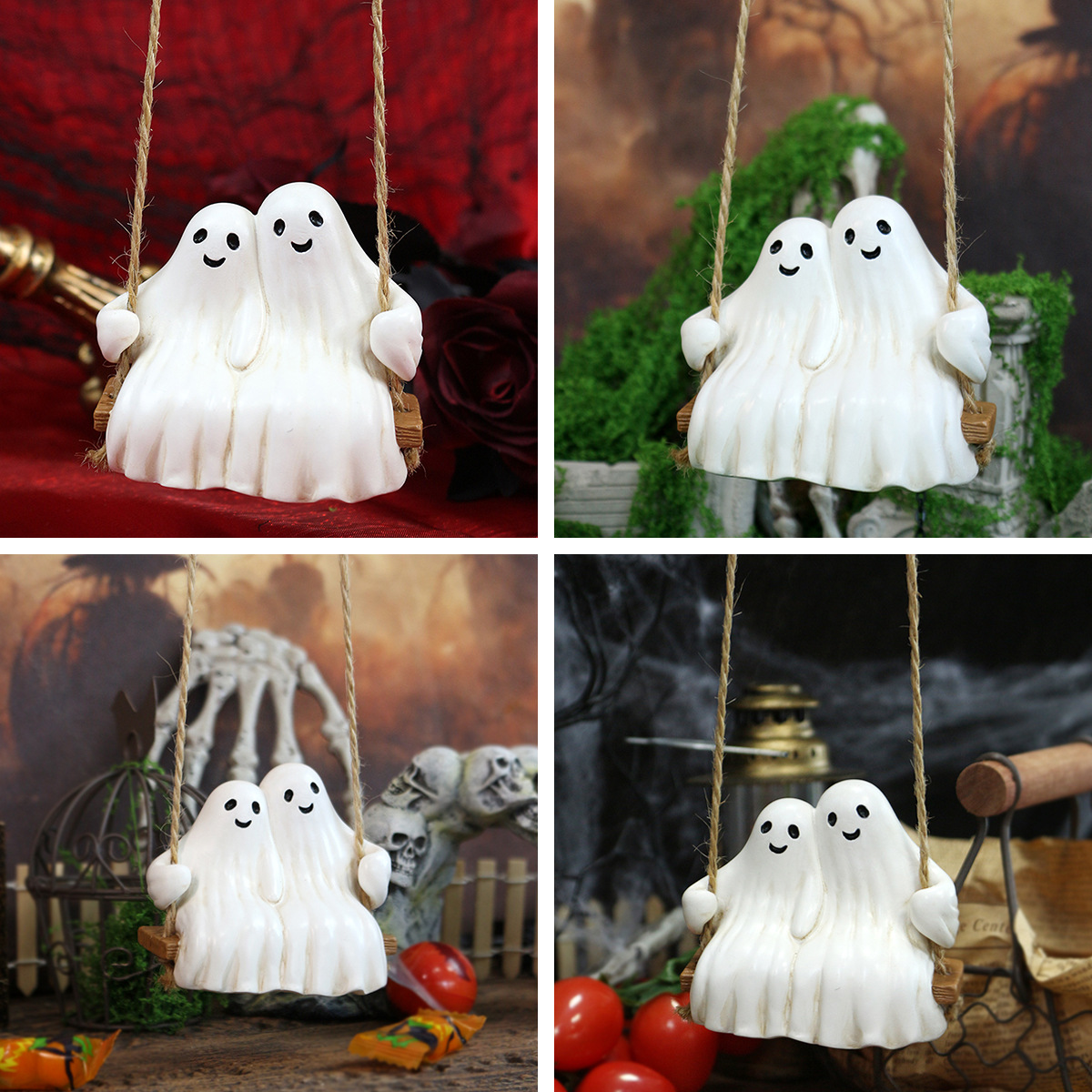 Halloween Swing Couple Ghost Front Yard Porch Courtyard Standing Ghost Holiday Decoration Gifts Ready for Sale