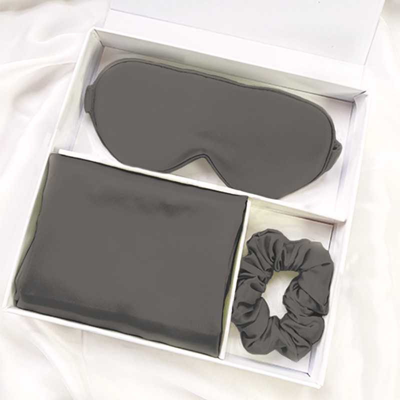 Set de Regalo de Seda: Antifaz, Coletero y Funda de Almohada, Set de Regalo de Coletero de Seda de Morera