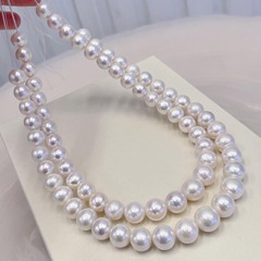 新着商品：諸曁エジソンコールドホワイトオーストラリアンホワイト天然淡水パール11-14mmほぼラウンドネックレス