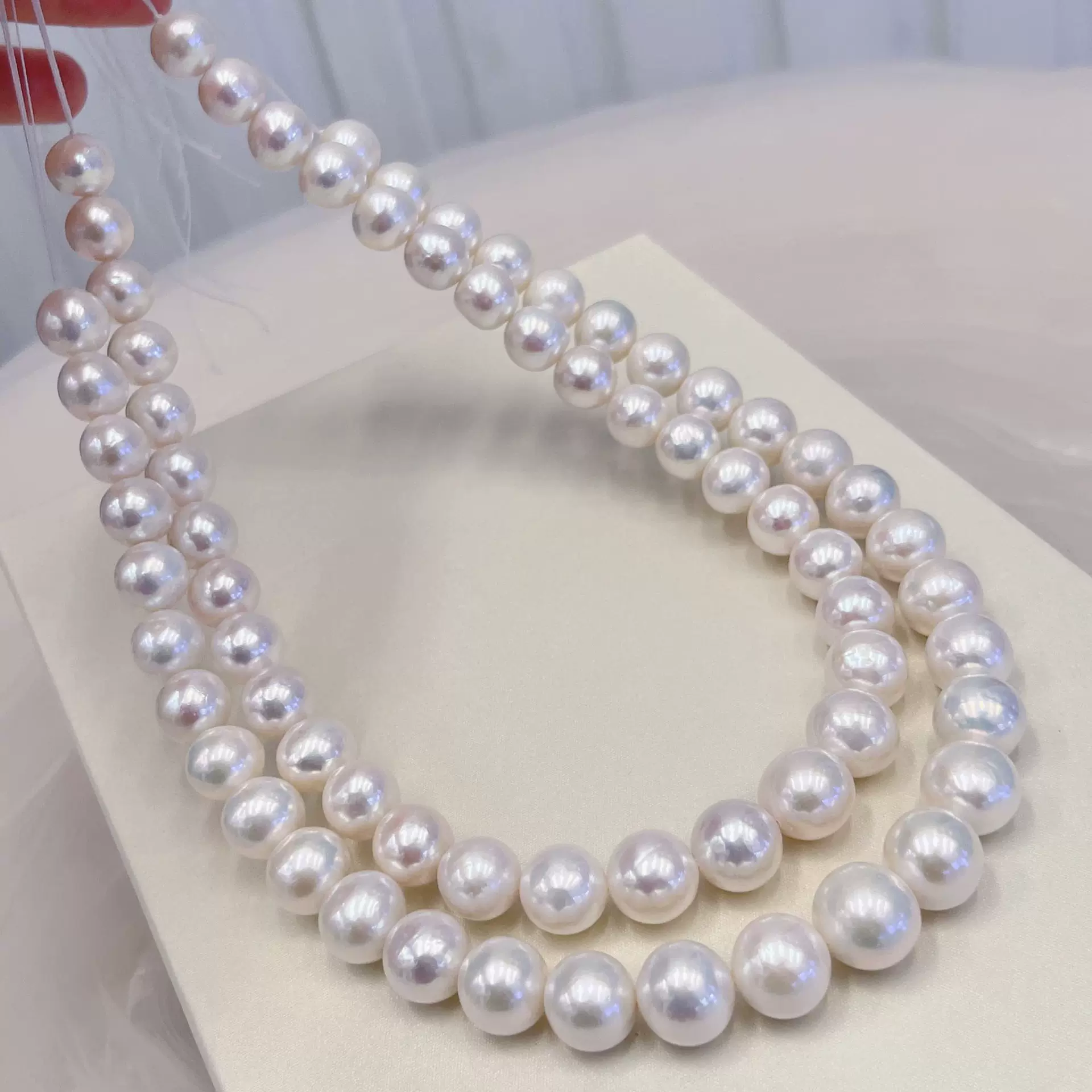 新货诸暨爱迪生冷白皮澳白平替tian然淡水珍珠11-14mm近正圆项链